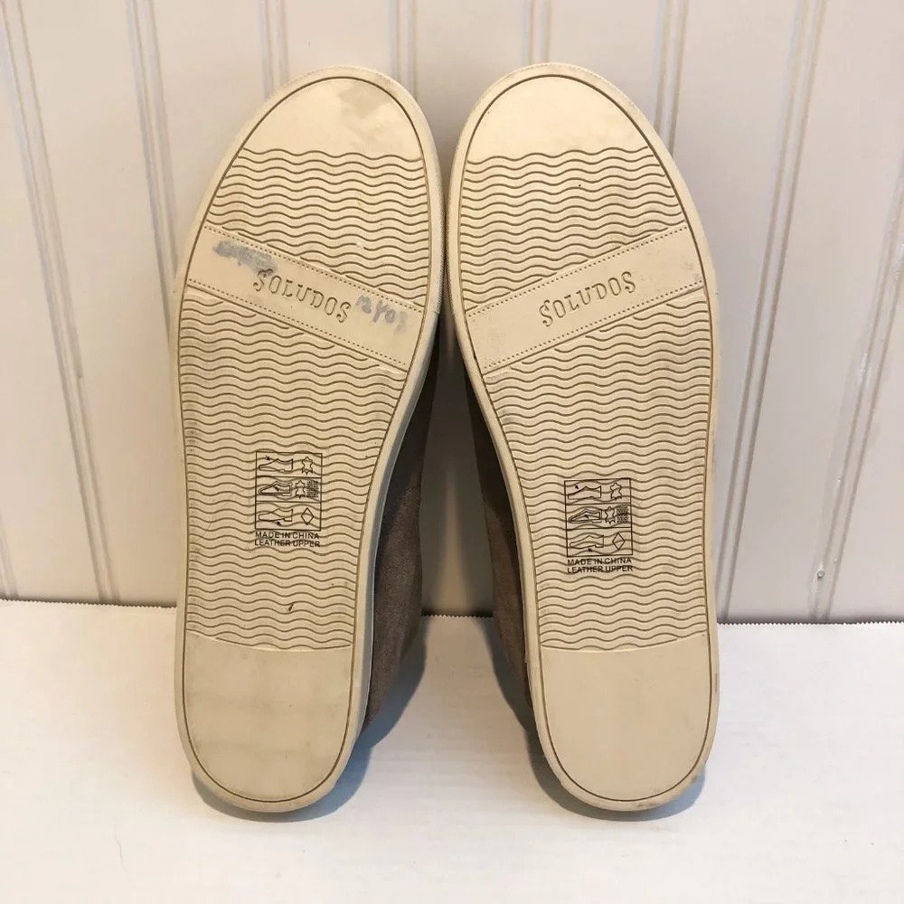 Soludos Gray Cream Suede Leather Low Top Lace Up Classic Bohemian Sneakers 10 - Picture 9 of 10